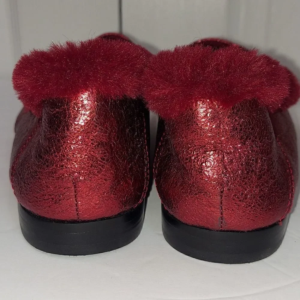 Sam Edelman Loraine Leather Faux Fur Burgundy Loafers